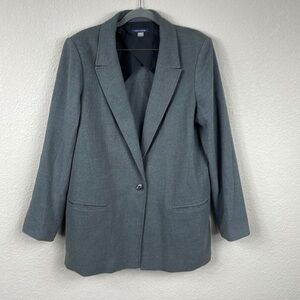 Tommy Hilfiger Womens Blazer Suit Jacket Gray Career Single Button Sz 16